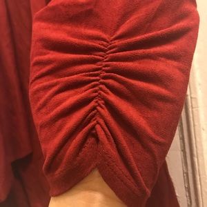 Faux Suede Open Front Drape Cardigan